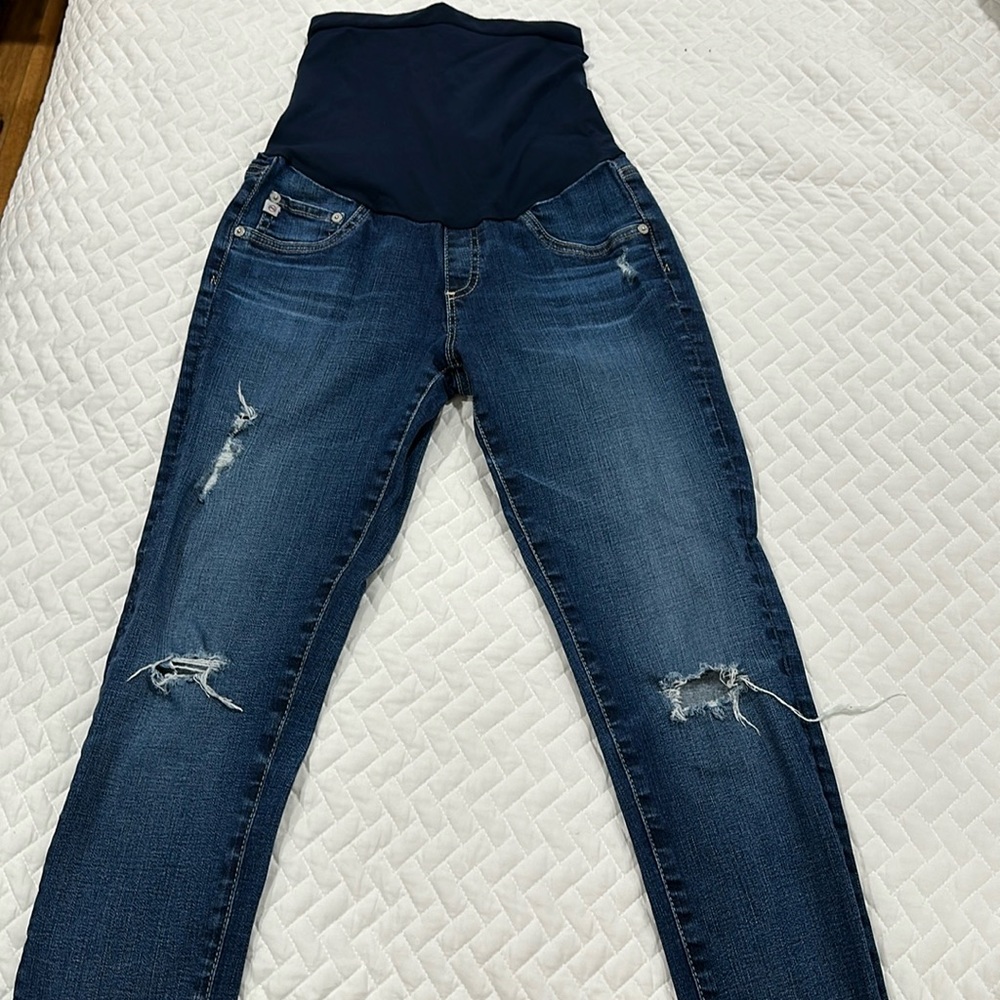 AG Adriano Goldschmied 29R Women's Maternity Blue Denim Pull Up Jeans USA Made